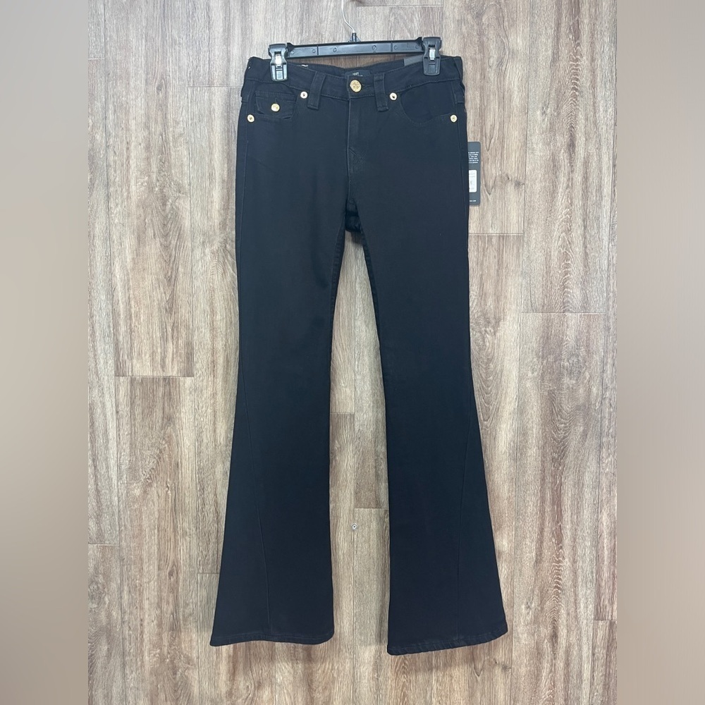 True Religion Joey Mid Rise Flare Black Jeans